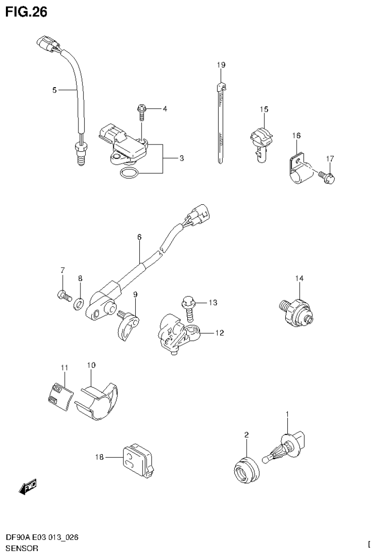Suzuki DF80A, DF90A SENSOR parts diagram